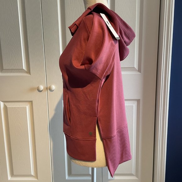 Apana Womens Size Medium Top SweatShirt Pink Hooded Knit Stretch Long Sleeve NWT - Picture 3 of 9